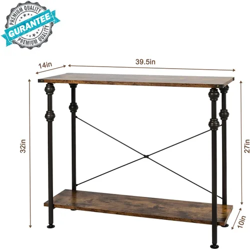 Vista 2 de Mesa consola, 39.5", marrón y negro