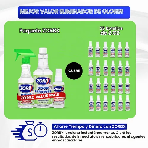 Vista 7 de ZORBX Juego de espray removedor de olores sin perfume, 2+16+32 onzas, grado