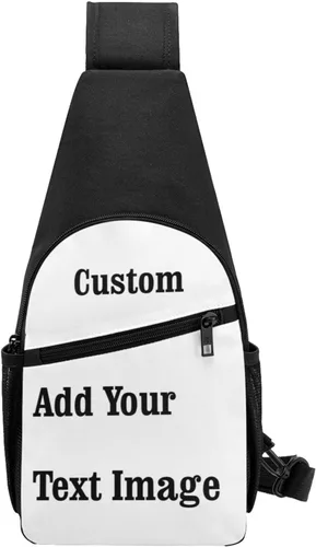 Vista 3 de Bolsas de pecho personalizadas para hombre, mujer, mochila cruzada con tu imagen de texto, mochila de viaje para hombres y mujeres, regalos