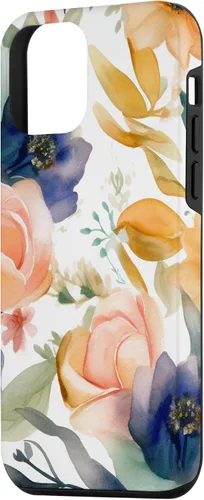Vista 2 de iPhone 12 mini lindo pastel floral acuarela rosa azul mujeres patrón flor caso