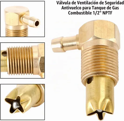 Vista 2 de Bruce & Shark Válvula de combustible, Válvula de seguridad de combustible 1/2" NPTF Válvula de ventilación de seguridad de rebosamiento de tanque