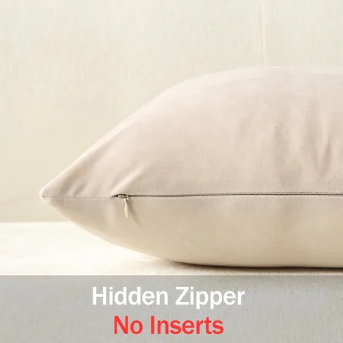 Vista 3 de Fundas de almohada de 16 x 16 pulgadas, color beige: paquete de 2 fundas de almohada decorativas de terciopelo suave y acogedoras para sofá, sala