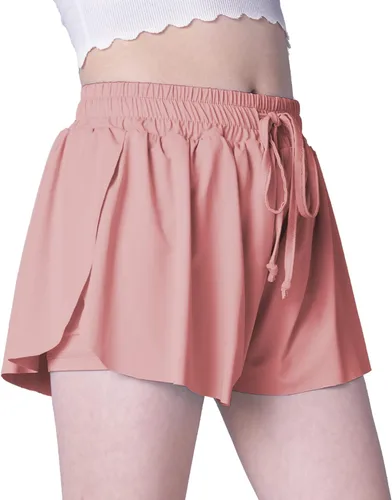 Vista 3 de Pantalones cortos fluidos con diseño de mariposa para niñas, pantalones cortos deportivos para niños pequeños y jóvenes con forro 2 en 1