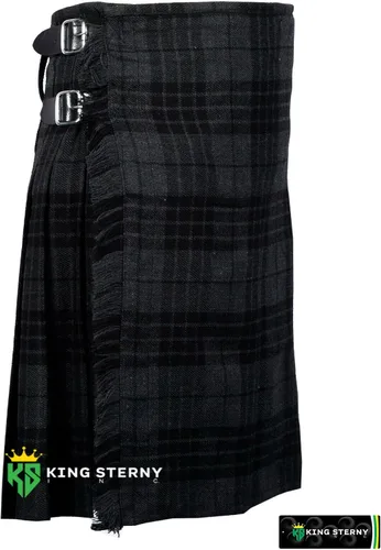 Vista 3 de KS - Kilt de 5 yardas para hombre, hecho de lana acrílica, 13 onzas, varios kilts de tartán gris