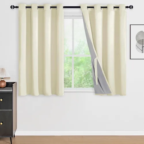 Vista 76 de DWCN - Cortinas 100% opacas para dormitorio con forro negro, cortinas de ventana de doble capa con aislamiento térmico que oscurecen toda la Azul