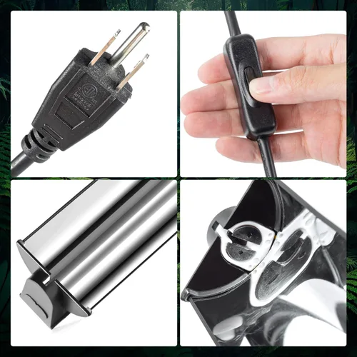Vista 4 de Luz UVB conmutable para reptiles, 24W T5 UVB Kit combinado de luz para Tropical 5.0 y Desert 10.0, lámpara de campana de terrario de 22.6 pulgadas
