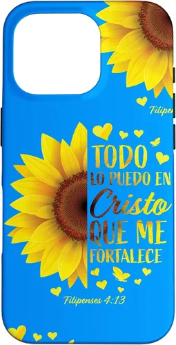 Vista 20 de Cristiano Español Regalo Mujeres Religioso Versículo de la Biblia Girasol Funda para iPhone 17