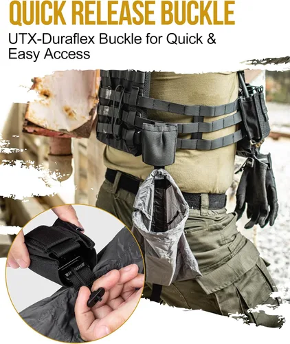 Vista 2 de OneTirgis Dump Pouch - Tactical Belt Mounted MOLLE Dump Pouch, Roll Up Foldable Magazine Mag Pouch, Quick-Release Utility Waist Bag Negro