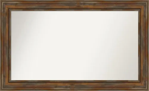 Vista 7 de Amanti Art Espejo de baño marrón para sobre fregadero, 26 x 26 pulgadas, espejo de tocador cuadrado marrón rústico Alexandria, marco de madera