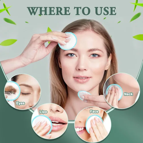 Vista 4 de XSEINO Almohadillas desmaquillantes reutilizables (paquete de 40) con material de fibra de bambú natural lavable, almohadilla de algodón de bambú
