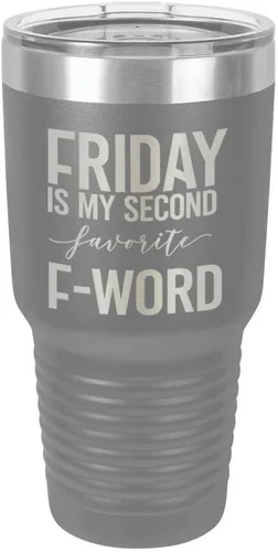 Vista 12 de Viernes es mi segundo favorito F Word negro vaso de 30 oz con paja y tapa superior deslizante Taza de viaje de acero inoxidable Compare con Yeti