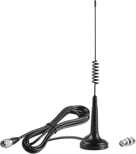 Vista 7 de Antena de Radio CB de Base Magnética de Látigo Suave de Largo Alcance de 27MHz con Conector Macho PL-259 BNC para Cobra Midland Uniden Maxon