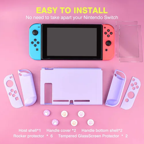Vista 7 de DLseego Switch Full Protective Case Cover Design for Nintendo Switch Joy-Con Controllers with Glass Screen Protector, Anti-Scratch Baby Skin Touch