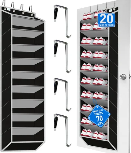 Vista 17 de Organizador de zapatos sobre la puerta, 2025 mejorado, organizador de zapatos, 35 bolsillos enormes, organizador de zapatos sobre la puerta