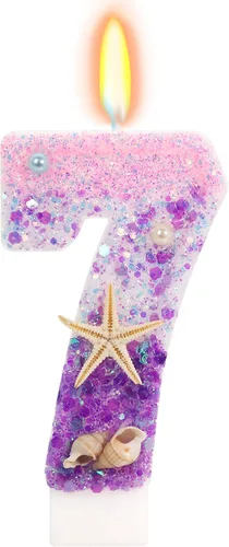 Vista 43 de Vela número 1 de estrella de mar de playa para decoración de pastel Plata