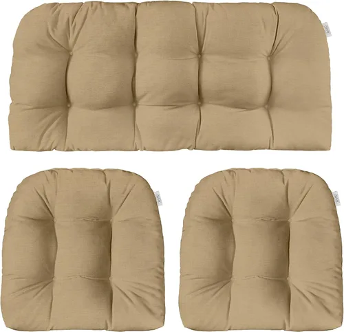 Vista 13 de RSH DECOR: Sunbrella - Juego de 3 cojines de mimbre copetudos 41 x 19 pulgadas y 19 x 19 pulgadas Fabricado con tela de rendimiento Sunbrella