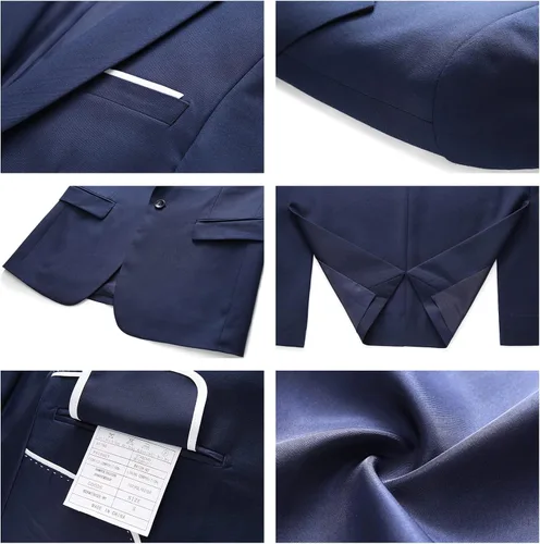 Vista 6 de Chaqueta casual de traje ajustado para hombre, chaqueta de un botón, ligera, deportiva, formal, traje de negocios diario, chaqueta
