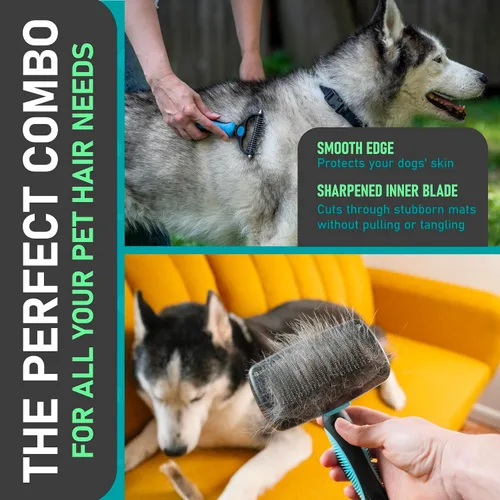 Vista 7 de Maxpower Planet Rastrillo para Perros y Cepillo de Pelo de Perro - Remueve Suavemente el Subpelo Suelto, Nudos y Enredos - Herramienta de Deslanado
