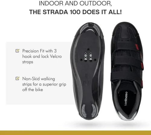 Vista 6 de Tommaso Strada Ready to Ride - Zapatos de ciclismo para hombre con aspecto Delta o SPD preinstalados, zapatos de bicicleta optimizados para hombres