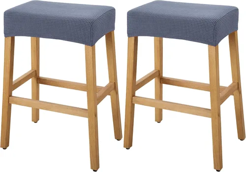 Vista 19 de YISUN Fundas de taburete rectangulares, paquete de 2 fundas elásticas impermeables para asiento de silla de montar, taburetes de bar, sillas de bar