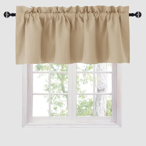 Vista 7 de Hiasan Cortinas opacas con cenefa para oscurecimiento sólido de habitación, cenefas con bolsillo para barra, para ventanas, 42 x 12 pulgadas