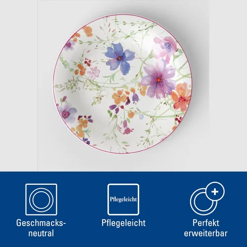 Vista 4 de Villeroy & Boch Mariefleur Basic - Plato de ensalada, 8.25 pulgadas, porcelana premium, blanco/multicolor