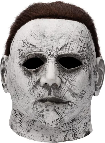 Vista 2 de Máscara de Halloween Michael Myers, máscara de látex aterradora para cosplay de adultos, ideal para fiestas de disfraces, Pascua, Halloween