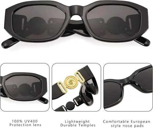 Vista 4 de COASION Gafas de sol rectangulares de moda irregulares para mujer diseño de moda gafas de sol con protección UV