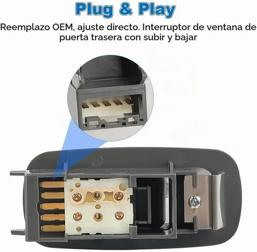 Vista 5 de Interruptor de ventana de puerta trasera compatible con Toyota Tacoma 2005
