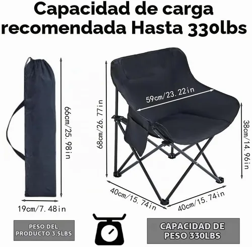 Vista 3 de Silla de camping portátil – Sillas plegables de alta resistencia, plegable, resistente, plegable, ligera, compacta, para campamento al aire libre