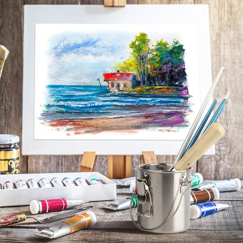 Vista 5 de MyLifeUNIT Limpiador de Pinceles, Soporte de Cepillo de Acero Inoxidable para Pintura, 6.6 oz Durable, Rust-proof, Anti-corrosion, Portable Brush