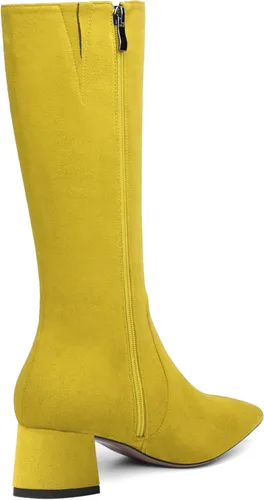 Vista 5 de MOVINSTEPS Botas de tacón bajo grueso con cremallera y puntera puntiaguda para mujer, de 2.0 in