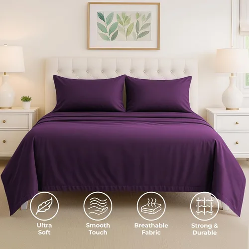 Vista 67 de Pure Bedding Juego de Sábanas Twin - Sábanas de Cama de Microfibra Ultra-Suave 1800 - Doble Cepillado - Bolsillos Profundos - Ajuste Fácil - Extra