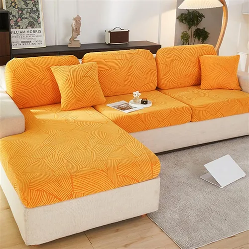 Vista 8 de MIPOPS Funda de cojín gruesa de jacquard para asiento de sofá, funda elástica y extraíble para sofá seccional, protector antipolvo, apto