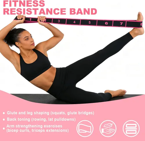 Vista 5 de Paquete de 5 bandas de resistencia para fitness, bandas de resistencia numeradas para glúteos, bandas elásticas de entrenamiento de 8 secciones