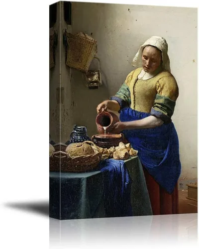 Vista 18 de wall26 Johannes Vermeer - Lienzo con diseño de niña con perlas, arte de pared de galería, estirado y enmarcado, listo para colgar, 16 x 24 pulgadas