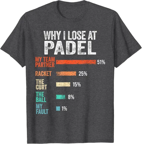 Vista 34 de Why I Lose at Padel Funny Game Padel Hombres Mujeres Camiseta de Padel