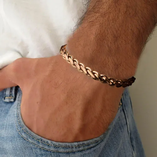 Vista 4 de HHH - Pulsera de cobre para hombres y mujeres, ajustable, duradera, cobre puro, ligera, 100%, Cobre