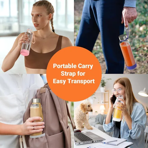 Vista 7 de Sursip Botellas de agua de vidrio de 18 onzas con tapas, botellas de jugo, botella de jugo de vidrio transparente para exprimir, botellas de jugo