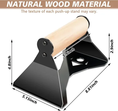 Vista 4 de Parallettes - Asas de realce – Marco de acero resistente con agarres ergonómicos de madera de haya, equipo de calistenia para entrenamiento