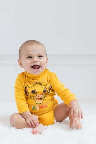 Vista 2 de Disney Lion King Mickey Mouse Simba - Paquete de 2 mamelucos de cuello alto para bebé recién nacido a bebé