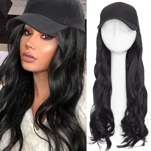 Vista 18 de S-noilite Peluca de gorra de béisbol de 6 pulgadas con peinado Bob y extensiones de cabello, gorra de béisbol recta ajustable para mujer