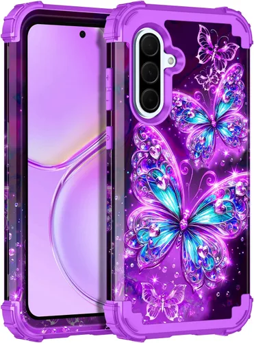 Vista 15 de Casetego Funda compatible con Galaxy A15 5G, que brilla en la oscuridad, tres capas, resistente, resistente, a prueba de golpes, protección