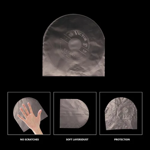 Vista 4 de 45 fundas para disco, 100 unidades EP de 7 pulgadas, fundas interiores de disco de vinilo antiestáticas, fundas protectoras redondas