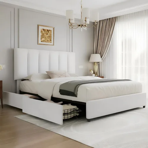Vista 40 de VECELO Base de cama de tamaño individual con cajón de almacenamiento, base de cama de plataforma resistente con cabecera y fuerte soporte de Negro