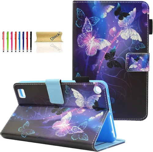 Vista 9 de Dteck - Funda para tablet Kindle Fire 7, funda protectora completa con función atril ajustable y función de encendido y apagado automático