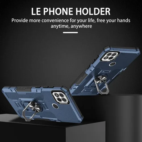 Vista 2 de Compatible con Xiaomi Redmi 9C Funda para teléfono y protector de pantalla de vidrio templado, soporte de anillo, soporte magnético, accesorios