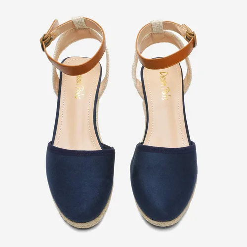 Vista 4 de DREAM PAIRS Sandalias de tacón de cuña con correa de tobillo y punta cerrada para mujer