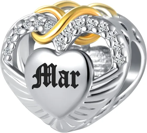 Vista 3 de QeenseKc Ene-Dic - Dijes de alas angulares con forma de corazón infinito y corazón calado para pulsera Pandora, Cristal Diamante de imitación