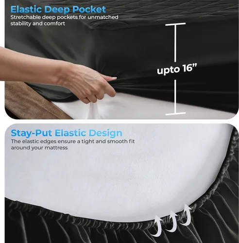Vista 8 de LUX Décor Protector de Colchón Twin - Cubrecolchón Acolchado Elástico Ajustable Protector Hasta 16 Pulgadas de Profundidad - Cubrecolchón Suave